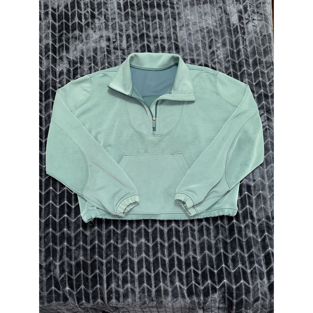 Lululemon BRUSHED SOFTSTREME RIBBED HALF ZIP Green Jasper Size 12